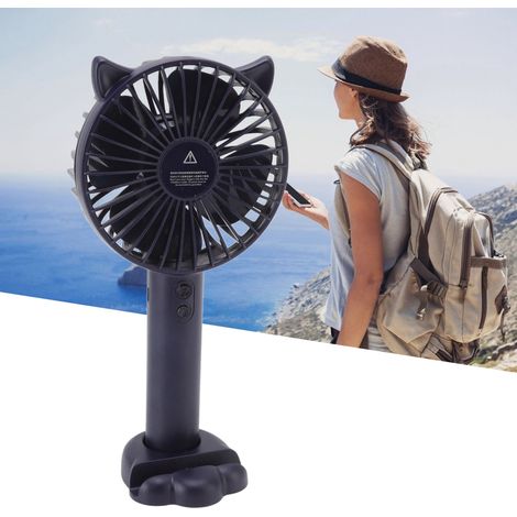 Kleiner, tragbarer Ventilator, wiederaufladbar per USB, niedliches Design, ideal für Studenten, Studentenwohnheime, Büros und Desktop-Computer. Dunkelblau. (1/5)