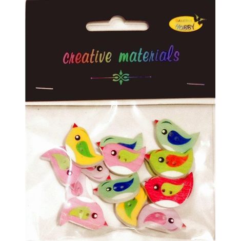 Bottoni decorativi a forma di uccelli, 24x15 mm, 15 pezzi