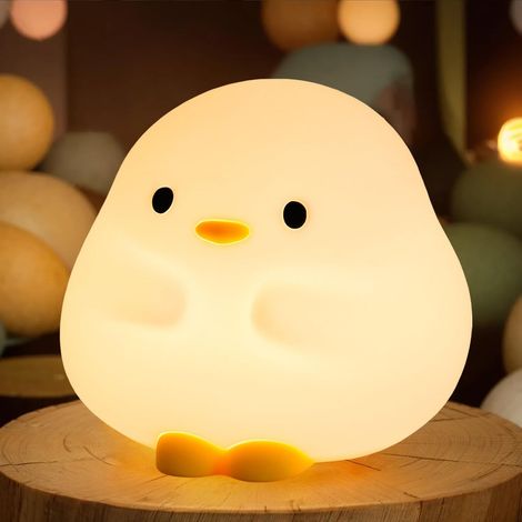 Luce notturna a forma di paperella in silicone, super carina e morbida al tatto, ricaricabile tramite USB, batteria a lunga durata, controllo touch reattivo, ottimo rapporto qualità-prezzo per bambini (1/5)