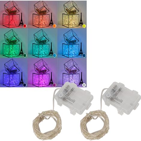 [Lichterkette] Wasserdichte LED-Lichterkette mit 16 Farben, Fernbedienung, 2 x 5 m, 50 LEDs für drinnen und draußen (Weihnachten) (1/5)