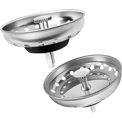 Ensemble de 2 crépines et bouchons pour évier de 3-1/2 pouces, crépine en acier inoxydable avec bouchon en caoutchouc, anti-obstruction. (1/5)