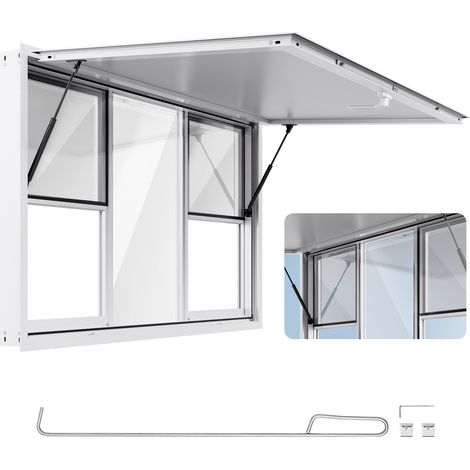 Fenêtre de Concession pour Camion Restaurant 152,4x91,5 cm, Guichet de Service pour Stand de Vente, Cadre en Alliage d'Aluminium, jusqu'à 85 Degrés, avec Petites Fenêtres, Porte à Auvent (1/5)