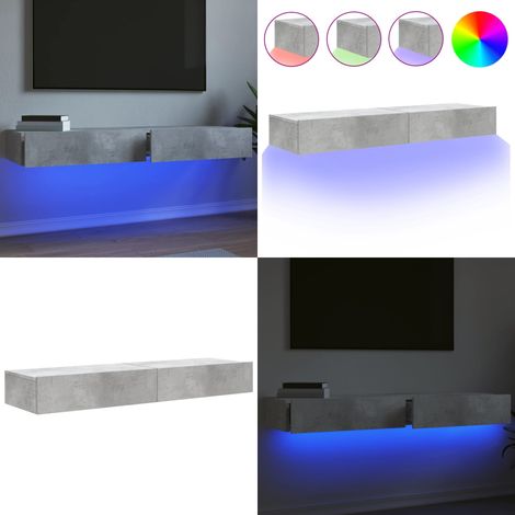 TV-Schränke mit LED-Leuchten 2 Stk. Betongrau 60x35x15,5 cm - TV Schrank - Beton Grau - Wohnwand - Regal - LED Beleuchtung - Home & Living (1/5)