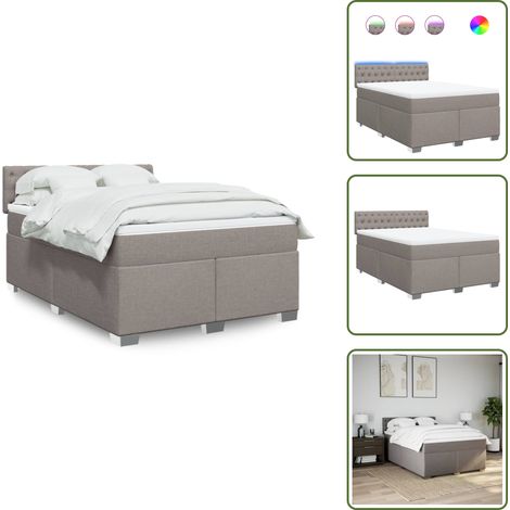 Sommier à lattes de lit avec matelas Taupe 160x200 cm Tissu - Sommier À Lattes De Lit - Sommiers À Lattes De Lit - Lit - Meuble De Chambre À Coucher (1/5)