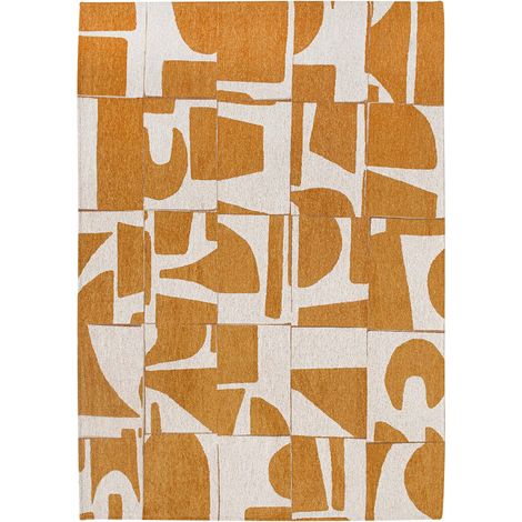 Tapis de salon Papercut Craft Collection 80x150 cm - Curry - Design Moderne Bauhaus, Formes Déconstruites, Tangram, …quilibre Forme et Couleur