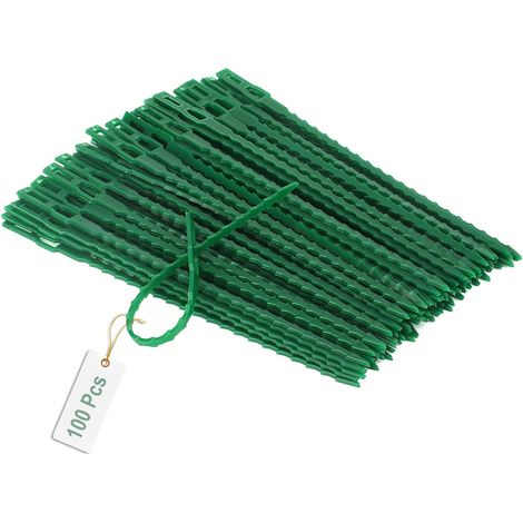 Attache Verte 100 Pièces Attache Tomate Réglable Liens Jardinage Ligatures Attaches Tuteur Plastique Flexible Soutien Arbustes 16 (1/5)