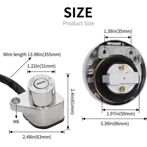 27005-1188 Kit interrupteur d'allumage, bouchon de réservoir de carburant et verrou de selle pour Kawasaki VN800 (02-05) (1/4)
