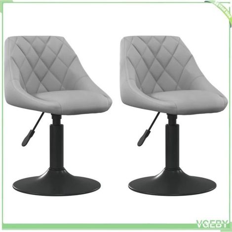 Chaise de salle à manger - V GEBY - Lot de 2 - Velours gris clair - Hauteur réglable - Pivotante 360° (1/4)
