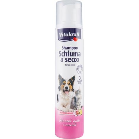 SHAMPOO SCHIUMA A SECCO PROFUMO FLOREALE PER CANI GATTI E CUCCIOLI 200 ML (1/5)