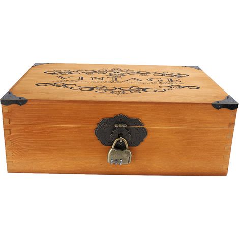 Coffret en Bois Vintage Bureau Rangement Bijoux Maquillage Outils avec Serrure (1/5)