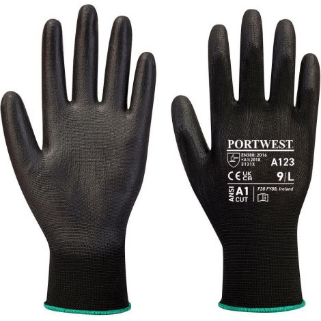 Guante con la Palma de PU libre de látex, caja completa (144 pares) A123 S Negro