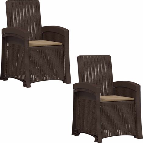 Liegesessel Garten Rattan-Optik 2 Stk. Braun und Taupe PP vidaXL (1/5)