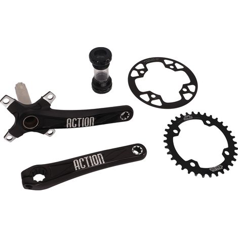 170 mm Kurbelgarnitur aus Aluminiumlegierung, 104 mm Lochkreisdurchmesser, Tretlager, Narrow/Wide 34-Zahn-Kettenblatt, 32-34-Zahn-Kettenblattschutz für Rennräder und Mountainbikes. (1/5)