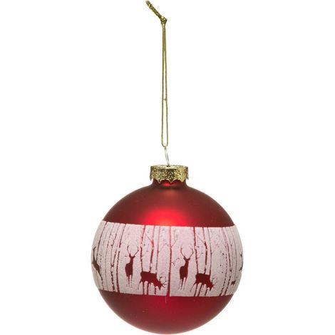 Glas-Weihnachtskugeln 80 mm Wald-Rentier 2er-Sortiment - Feeric lights & christmas