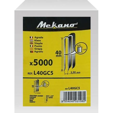 Fischer Darex – Boîte de 5000 agrafes galvanisées – L40GC5 – Hauteur 40mm – Épaisseur 1,25mm – Pour bois dur et teck (1/2)