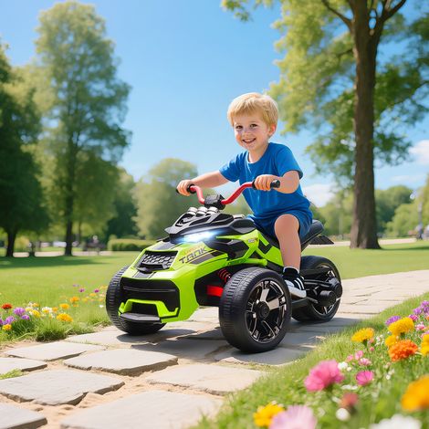 Quad Eléctrico para Niños 12V con 2 Motores Velocidad hasta 5 km/h 3 Ruedas Suspensión Verde (1/5)