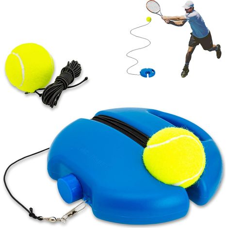 Balle de rebond pour l'entraînement de tennis, équipement d'entraînement individuel pour la pratique personnelle, outil d'entraînement portable, kit de rebond comprenant 1 balle cordée, adapté aux déb (1/5)