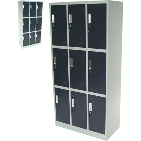 Spind 9-Fächer Neunerspind Garderobenschrank Umkleidespind Metall Schrank 57023 (1/5)