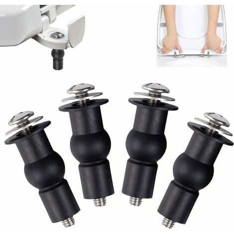 4 Pièces Fixation Cuvette WC, Abattant WC Fixations Charnières, Abattant, Charniere Vis, Extensible Caoutchouc Vis Fixation, (1/5)