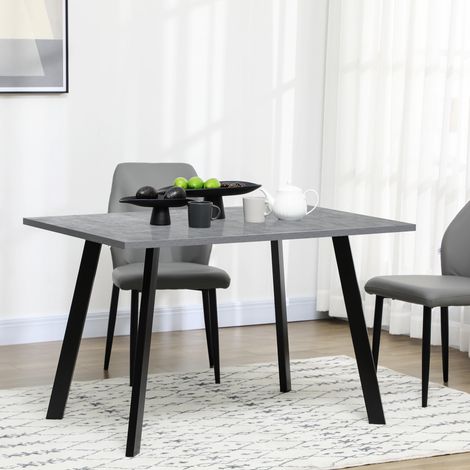 Dining Table, Contemporary Rectangle Kitchen Table with Metal Legs and Spacious Tabletop for Dining Room, Living Room, Dark Grey