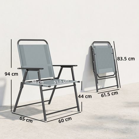 Chaises de jardin pliantes, lot de deux chaises de camping avec assises en maille grise. (1/5)