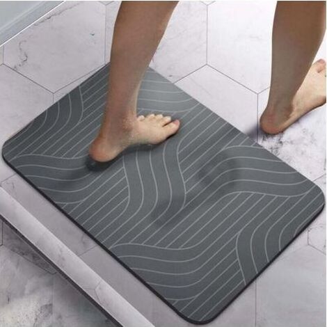 Tapis de salle de bain antidérapant, super absorbant, séchage rapide, 40,64 cm x 60,96 cm, tapis de salle de bain en terre de diatomées, adapté aux baignoires de salle de bain, envers en caoutchou (1/4)