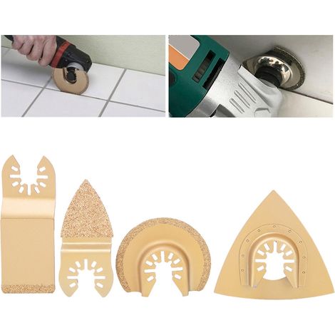 Outil multifonction oscillant universel à lames de scie (lot de 4) pour la coupe du bois, du plastique et des métaux tendres.