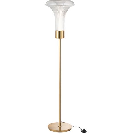 Lampadaire led en verre transparent et métal doré raffiné - Verre transparent et métal doré (1/4)