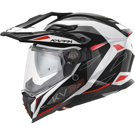 Casque tout-terrain KAPPA 2024/12 KV33 GRAPHIC WIZZARD ENDURO DUAL avec visière et couleur noir blanc rouge taille 61 / XL (homologation ECE 22R06)