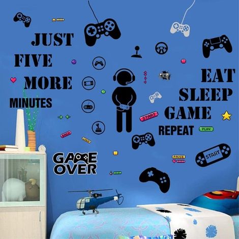 Sticker mural TV 25 x 30 cm en PVC - thème gamer - décoration (1/4)