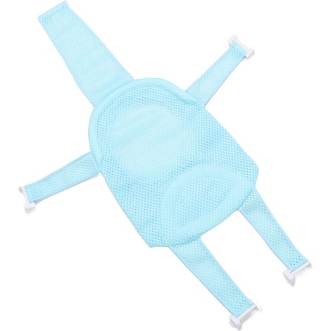 Support de siège de bain pour bébé antidérapant, universel et détachable, filet de baignoire et de douche en maille bleu clair (1/5)