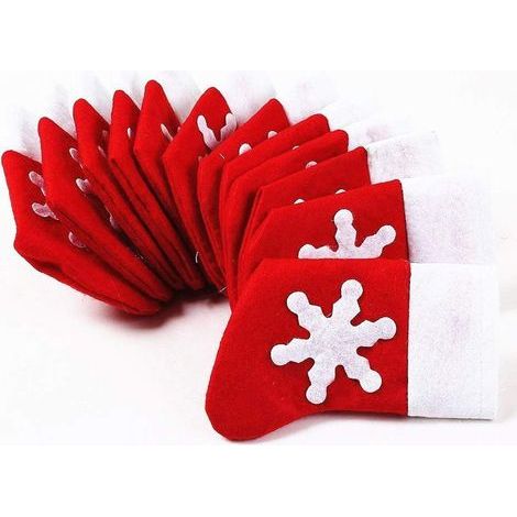 Couverts Dinner Party de Noël Décor de table ,Noël Décoration de table Chaussettes de Couverts de Noël Poches Holder 12 Pack (1/5)