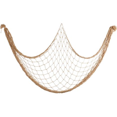 Filet de pêche, décoratif, 100 x 200 cm, filet de pêche, décoration murale pour enfants, plage, thèmes suspendus, style méditerranéen, décoration murale pour salon, fond (marron) (1/5)