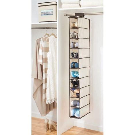 120 30 15cm Tagre Chaussures Pliante Non Tisse (beige Et Marron) - Tagre Chaussures Suspendue Avec 10 Botes - Le Cintre Est Parfait Pour Ran (1/5)