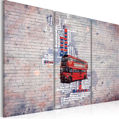 Tableau 3 Panneaux "Autour de la Grande Bretagne en Routemaster" 60 x 90 cm (1/2)