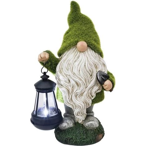 Statue de nain de jardin en résine imperméable avec lumière solaire pour la décoration de jardin extérieur Lanterne