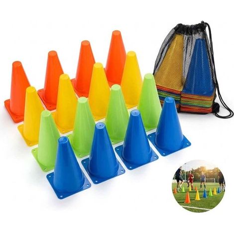 Set de 12 cônes d’entraînement – Multicolores – Sac de rangement inclus – Sport et signalisation (1/5)