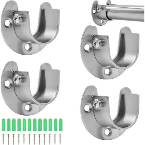 4 Pièces Support Tringle Penderie Acier Inoxydable 25 mm Forme en U (1/5)