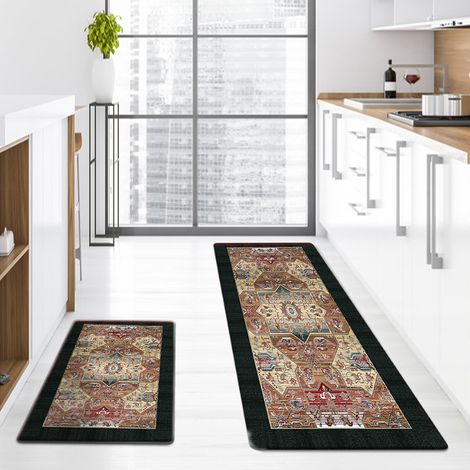 New Retro Style Entryway Mat, Household Kitchen Anti-slip Dustproof Thickened Washable Strip Mat - Bohemian Style - 3 - 44701.2cm