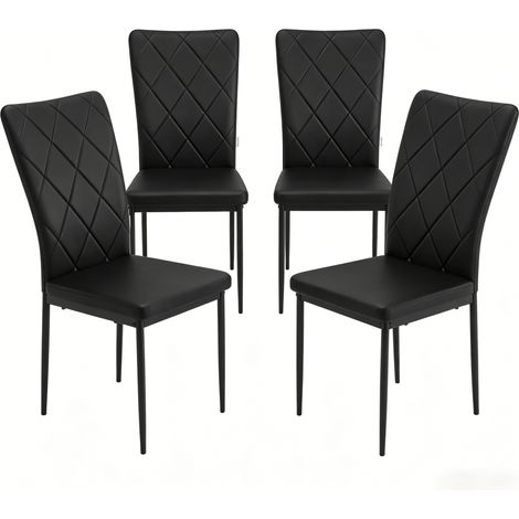 Set mit 4 gepolsterten Esszimmerstühlen aus schwarzem Kunstleder mit Metallbeinen MODENUIT (1/5)