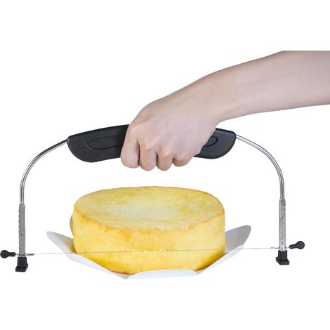 Livellatore per torte regolabile con 9 impostazioni di altezza, design a doppio filo per tagli e forme uniformi, colore nero. (1/5)