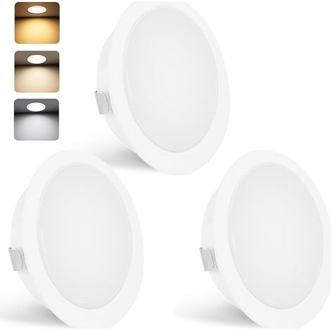 Spot LED Encastrable 230V 3W 3CCT IP44 Spotsplafond 55-58mm 3PCS Blanc (1/5)