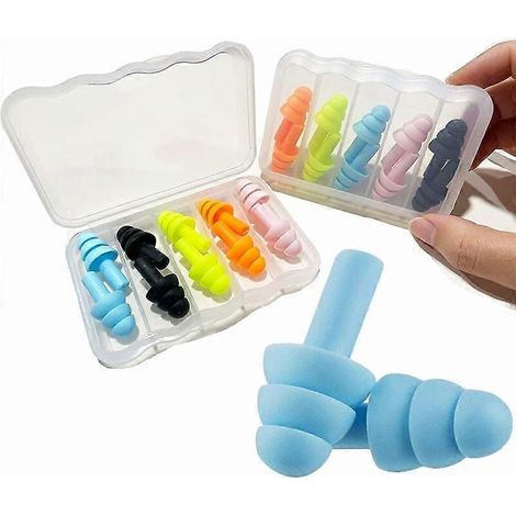 paires de bouchons d'oreilles pour dormir, bouchons d'oreilles en silicone souple antibruit, bouchons d'oreilles noirs pour la natation, les ronflements, les concerts, le tir, les voyages en avion. (1/5)