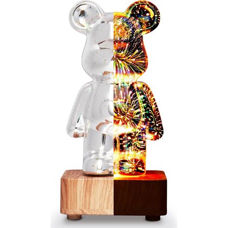 Veilleuse 3D en forme d'ours avec feu d'artifice, projecteur 8 couleurs, luminaire décoratif d'intérieur, idéal pour un bureau, un salon ou une maison (1/5)