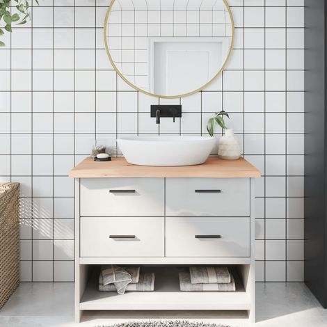 Comptoir de salle de bain 100x60x(2-4)cm bois massif non traité