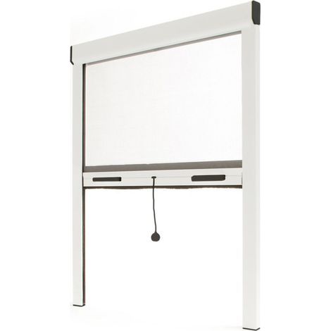 MOUSTIQUAIRE ENROULABLE L 150 X H 160 CM ALU BLANC – RECOUPABLE – POSE FACILE – PROTECTION INSECTES – POUR FENÊTRE
