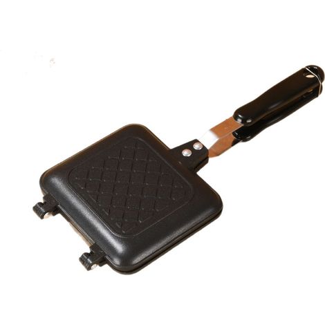 Poêle à sandwich double antiadhésive, multifonction panini/omelette/gaufre – Alliage d'aluminium – Noir (1/5)