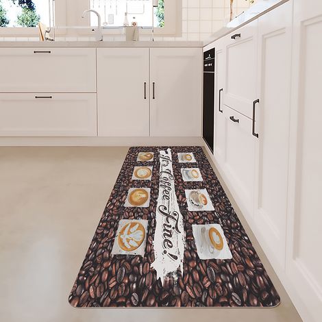 Thickened anti-fatigue floor mat, waterproof and oil-proof, extended anti-slip kitchen mat, PVC kitchen carpet - coffee bean - 44120CM8MM