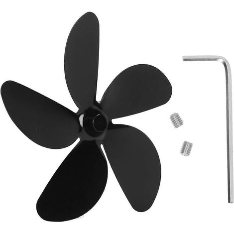 Ersatz-Lüfterflügel für Holzöfen, Aluminiumlegierung, 5 Flügel, Kaminventilator für den Hausgebrauch, Schwarz