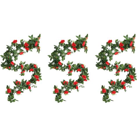 Guirlande Artificielle - Vigne de Roses en Soie avec Feuilles Détachables - Décoration pour Mariage Fête Maison - 3 Pièces (1/5)